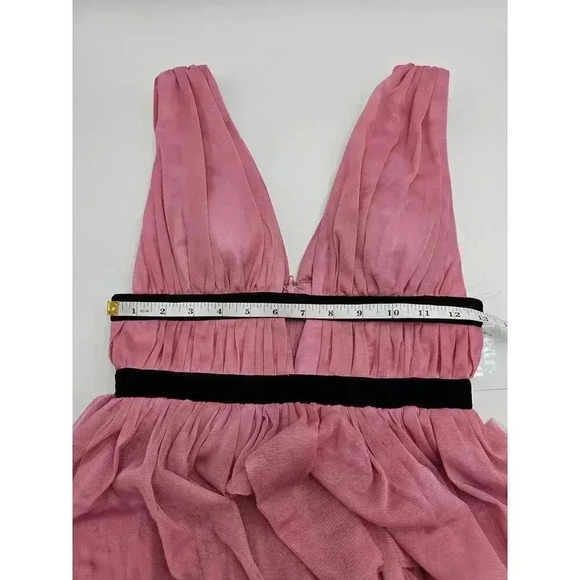 Dear Moon Junior 3 Mauve Deep V-Neck Shirred Bodice To Tiered Tulle Ballgown NWT - Picture 8 of 11